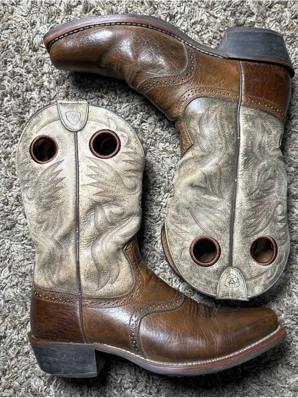 Ariat 10002230 Men’s 11 D Leather Western Cowboy Boots Brown Tan Wingtip